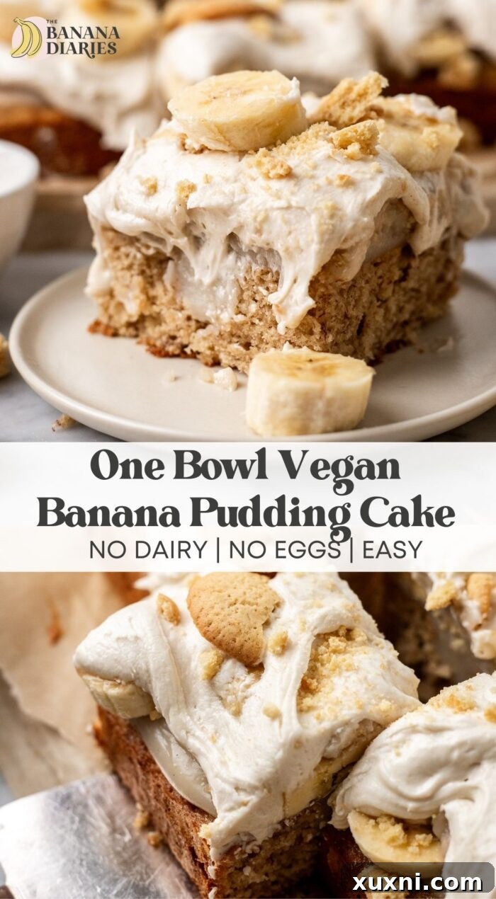 Easy Vegan Banana Pudding Cake pinterest pin
