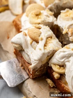 slice of vegan banana pudding cake