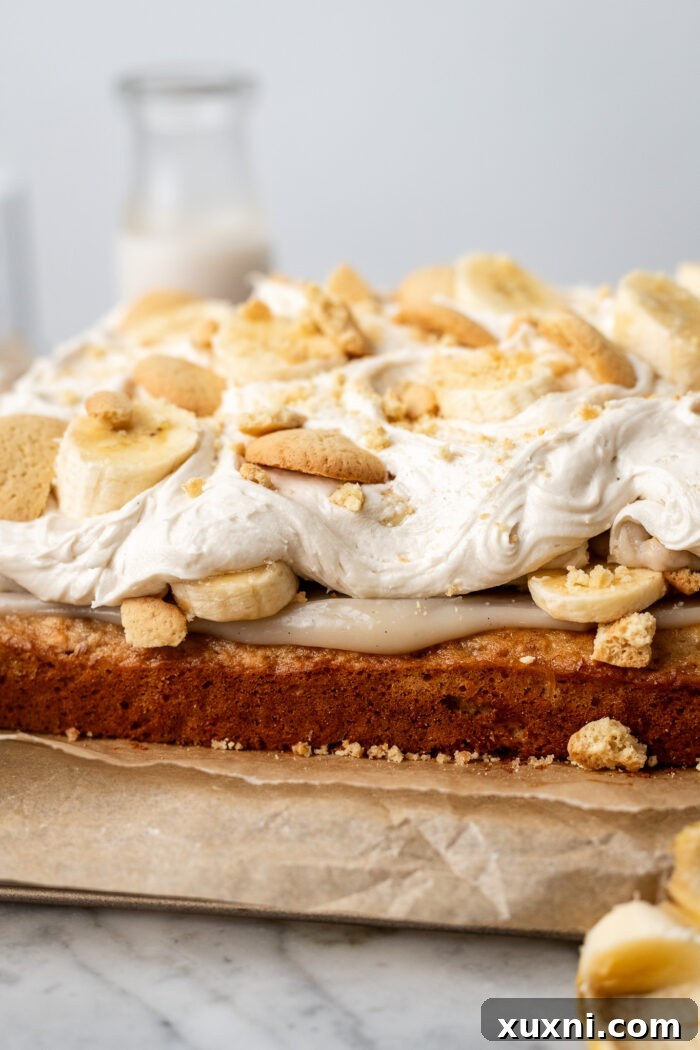 side angle of banana pudding cake