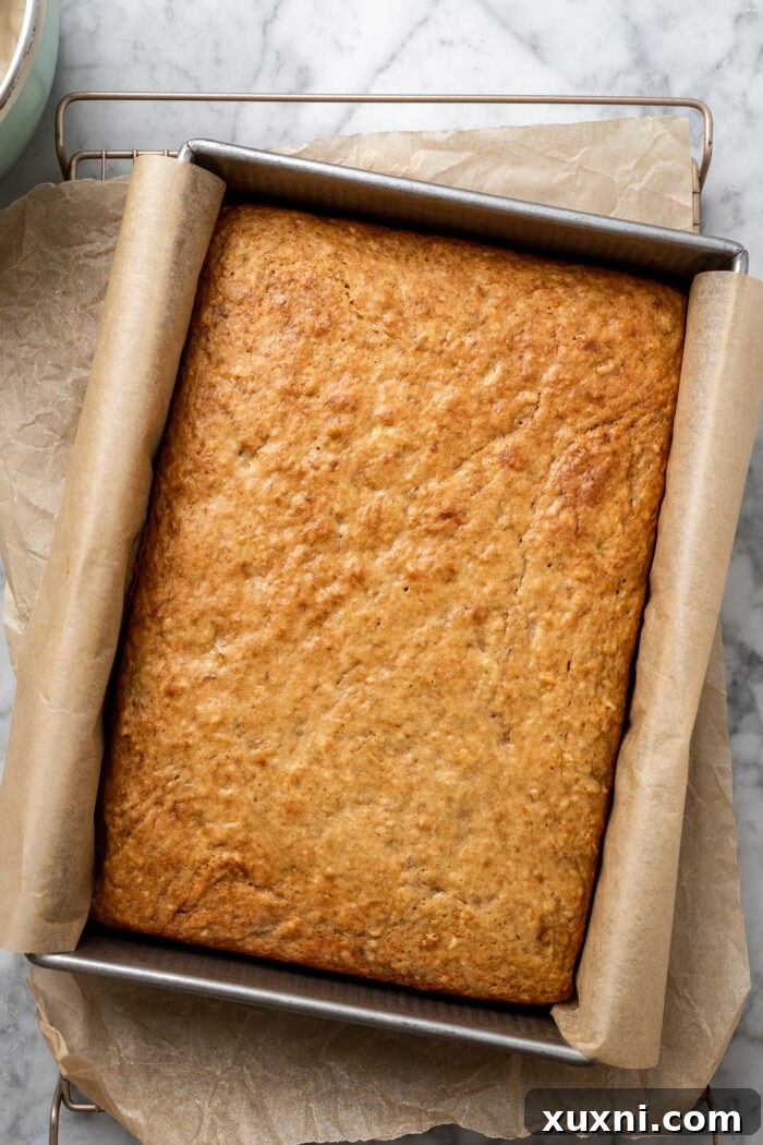 banana cake after baking