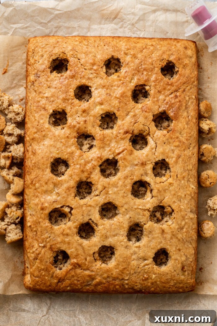 poked holes in banana cake
