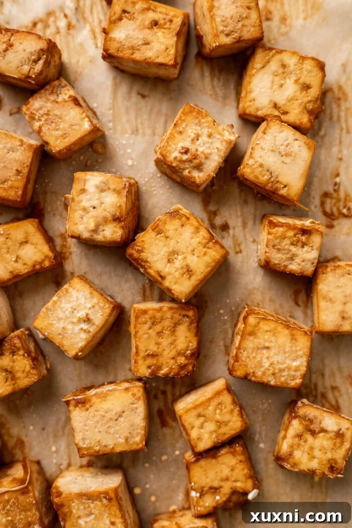 Crispy tofu cubes served on a plate, showcasing the crunchy texture achieved through different cooking methods.