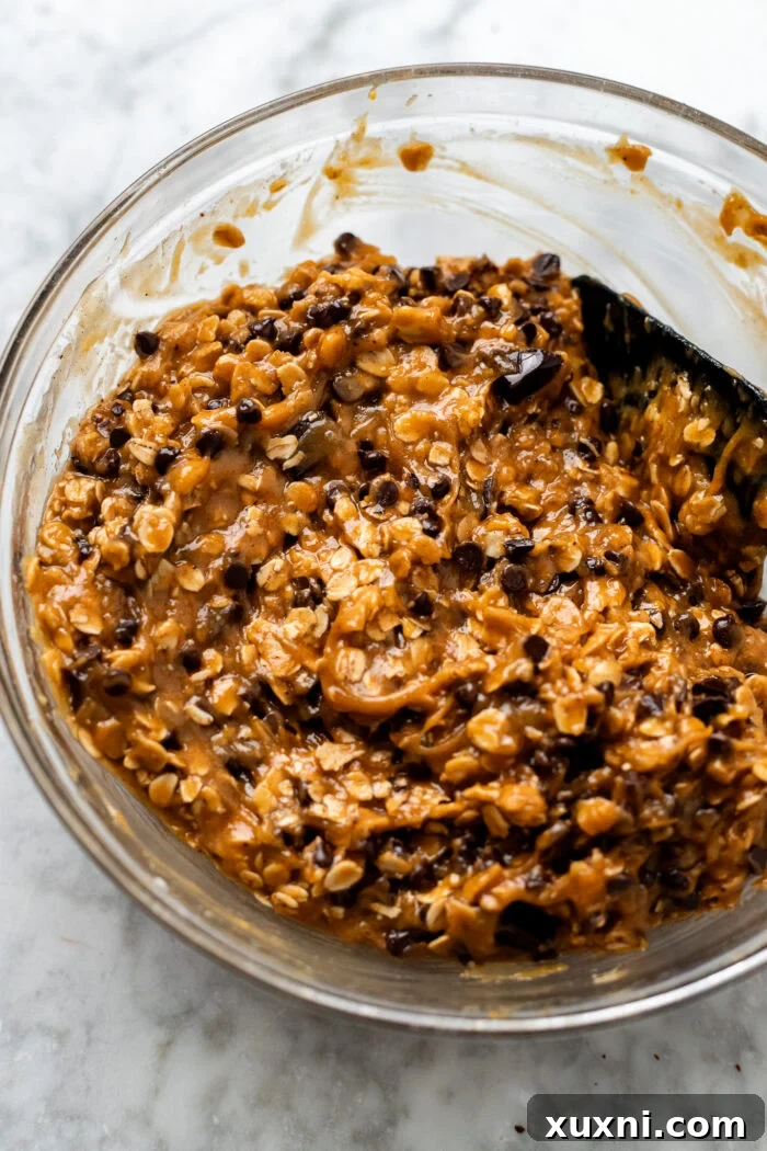 Bowl of chilled vegan pumpkin oatmeal chocolate chip cookie dough