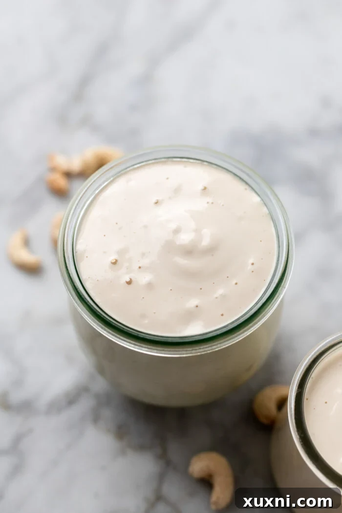 vegan cashew cream in a jar