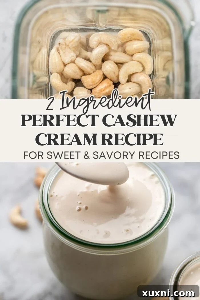 2 Ingredient Cashew Cream Recipe - for sweet & savory! pinterest pin