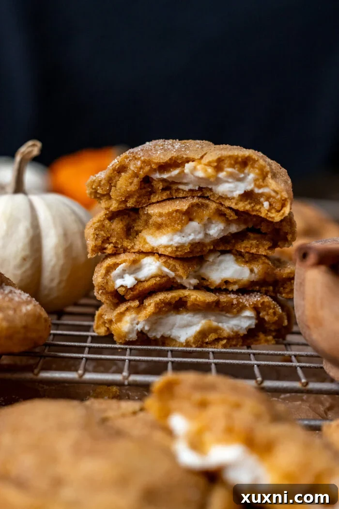 stacked vegan pumpkin cheesecake cookies