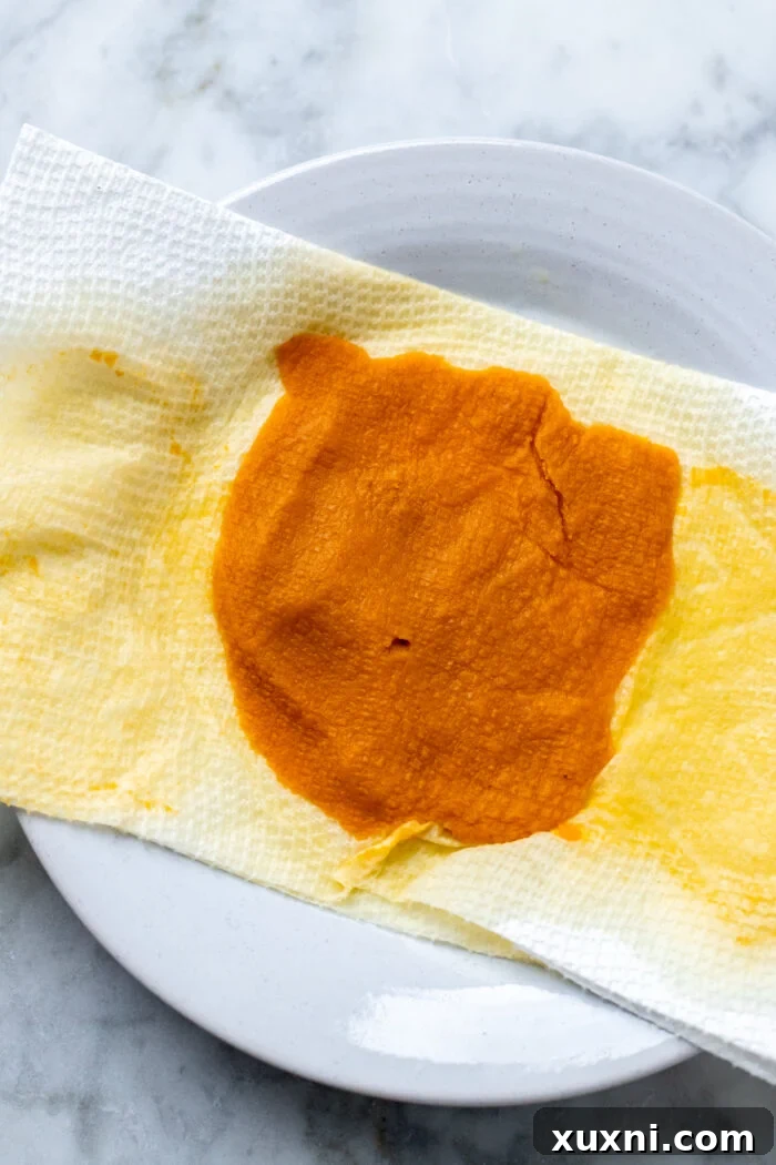 patted dry pumpkin puree