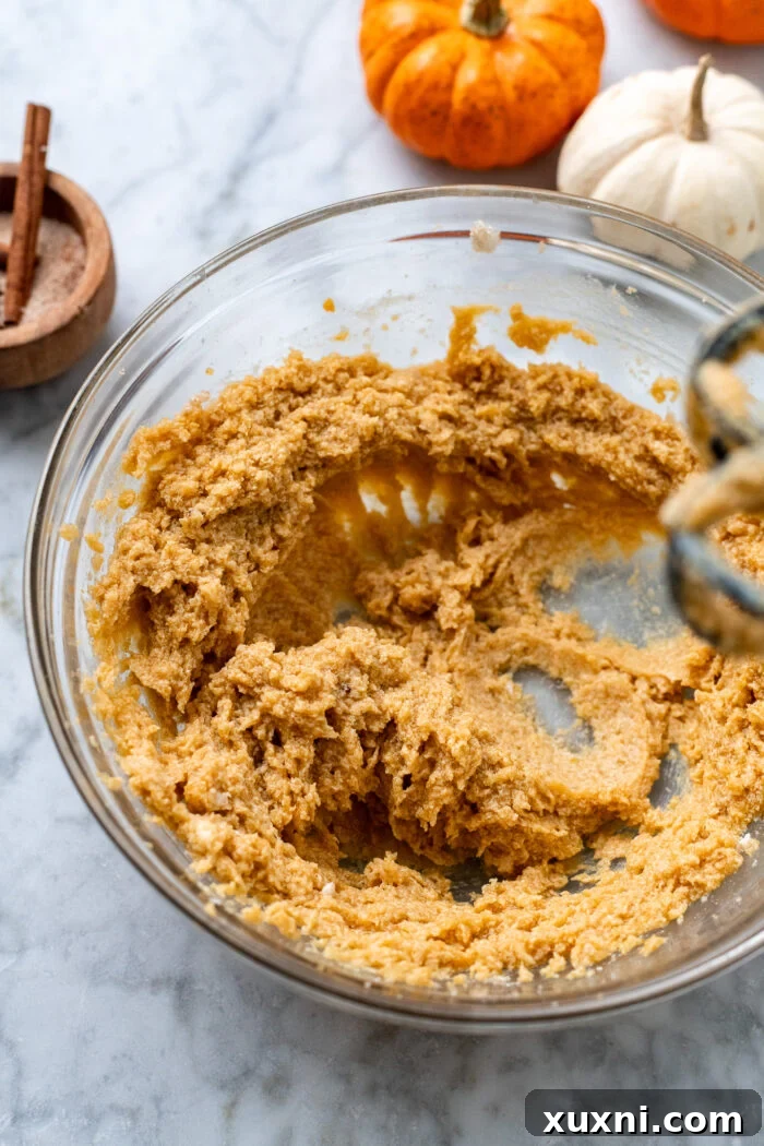 pumpkin cookie wet ingredients mixed together