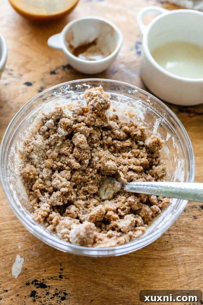 cinnamon crumble topping in a bowl