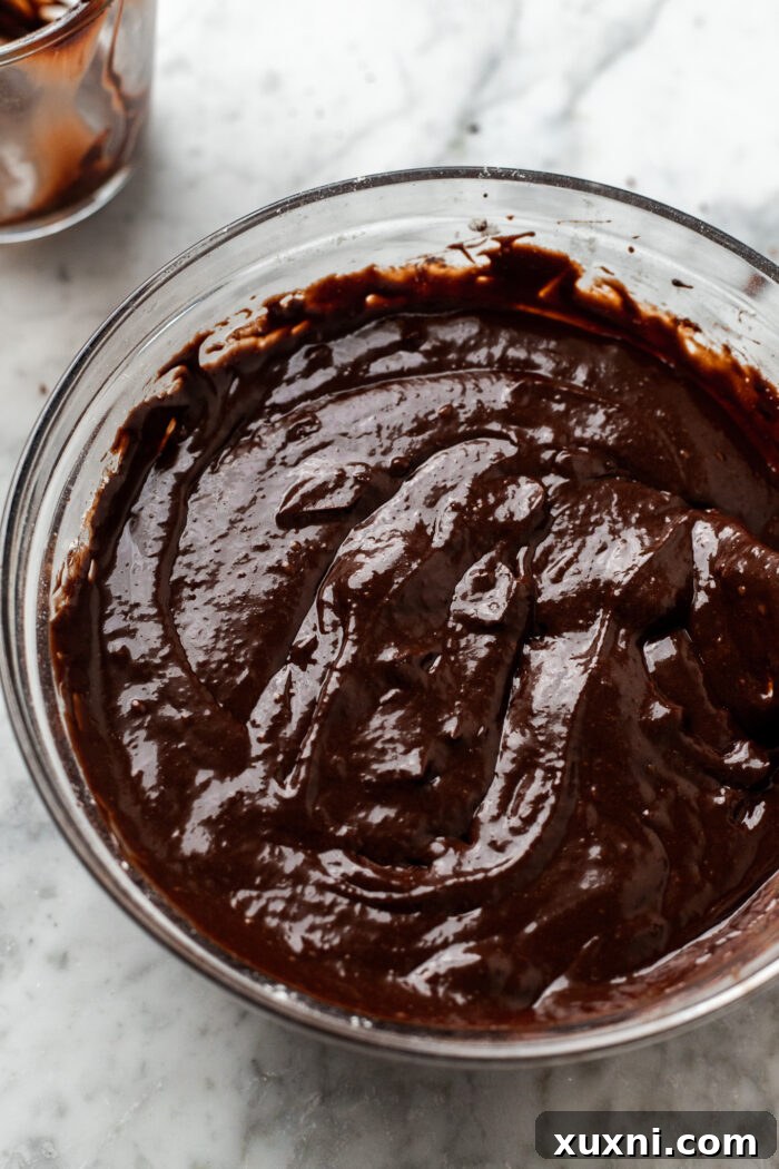 brownie batter before baking