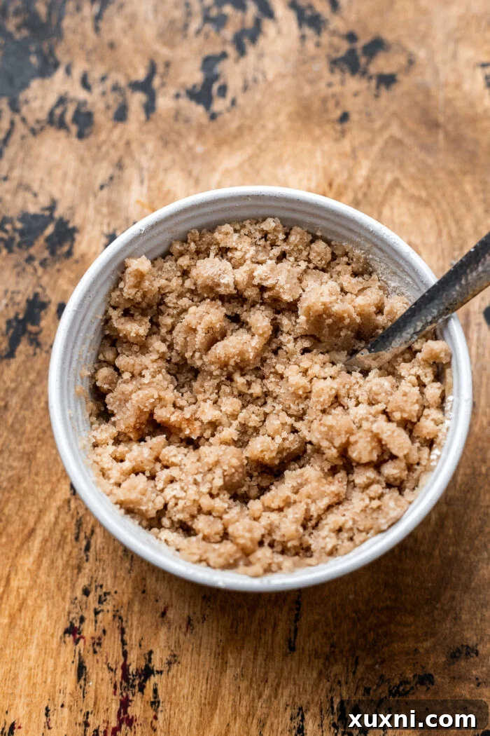 streusel ingredients mixed in a bowl