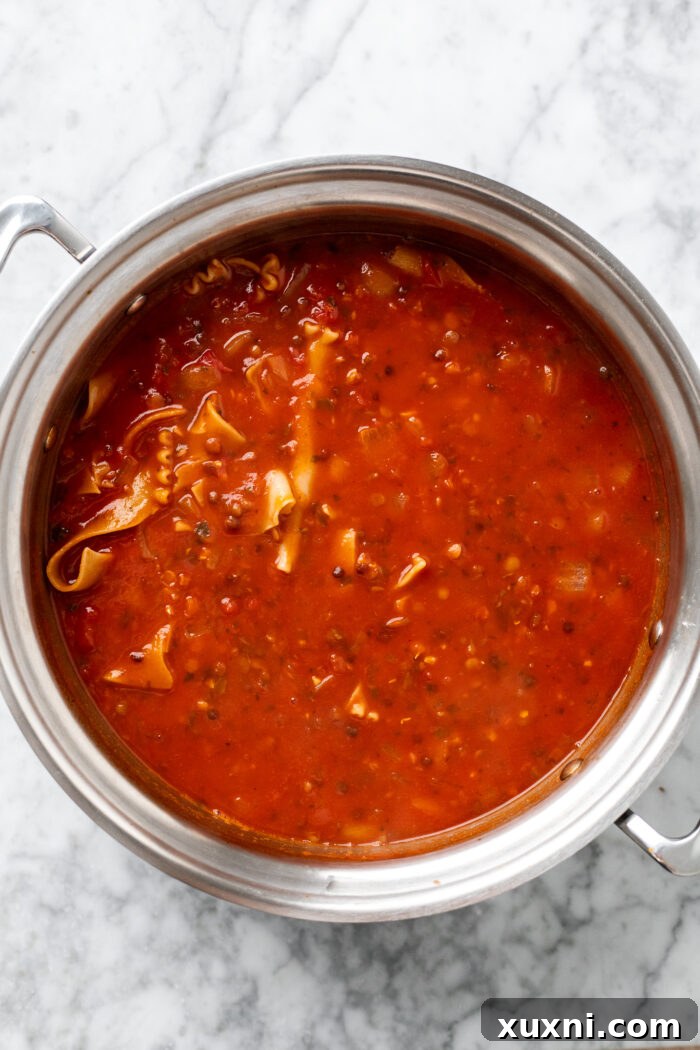 cooked vegan lasagna noodles in a pot