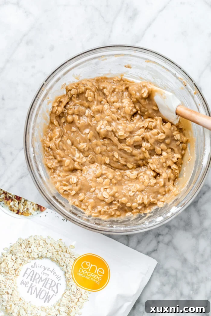 Easy Soft and Chewy Vegan Oatmeal Cream Pies 7 Unchilled cookie dough in a bowl before baking