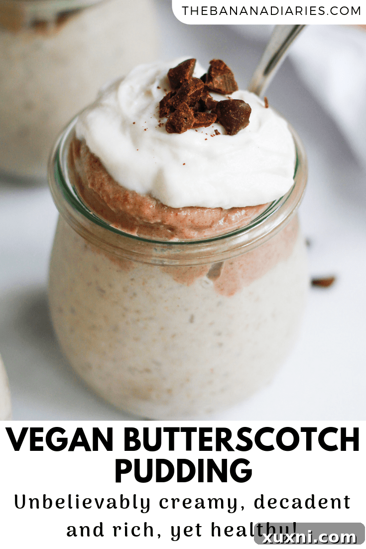 Another appealing Pinterest image for vegan butterscotch pudding, designed to capture attention and shares.