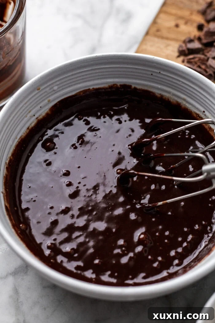Vegan Small Batch Caramel Nut Brownies 9 Step 4: Mixing fudge sauce into the wet brownie ingredients
