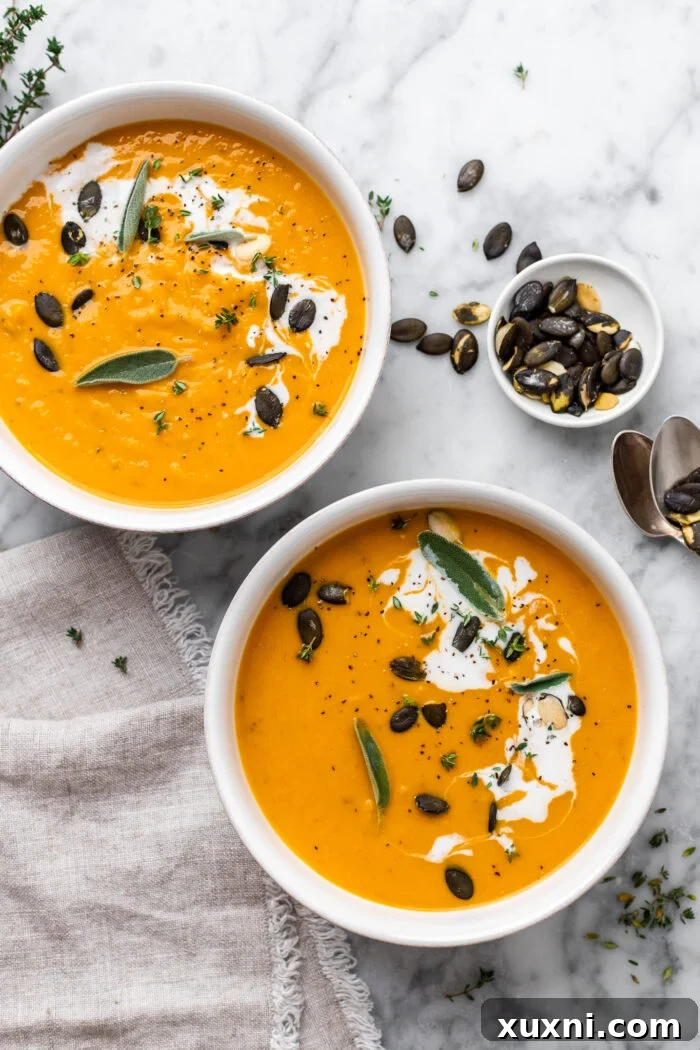 bowls of vegan sweet potato soup