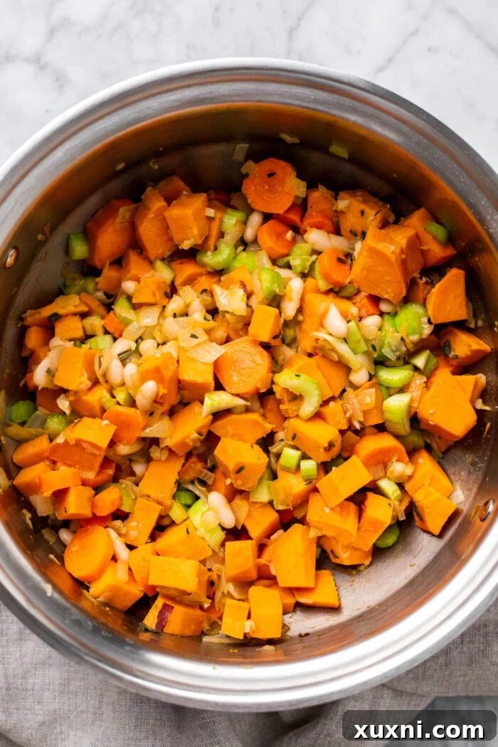 sautéed veggies in a large pot
