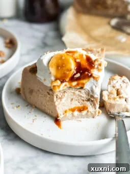 bitten slice of vegan banana bread cheesecake