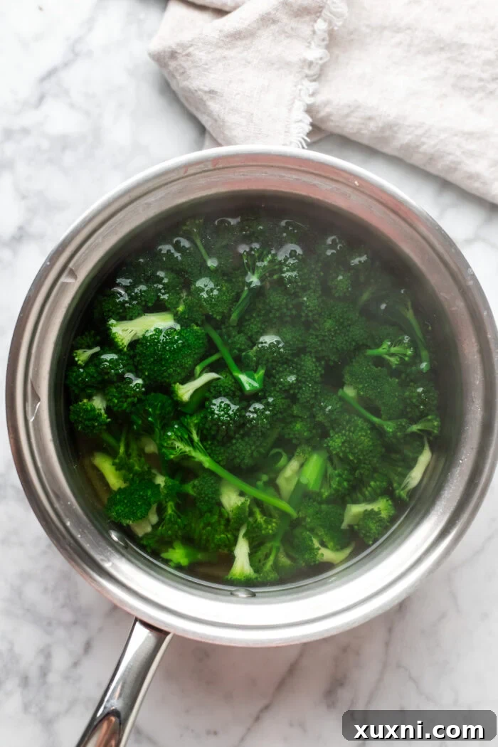 blanching the broccoli