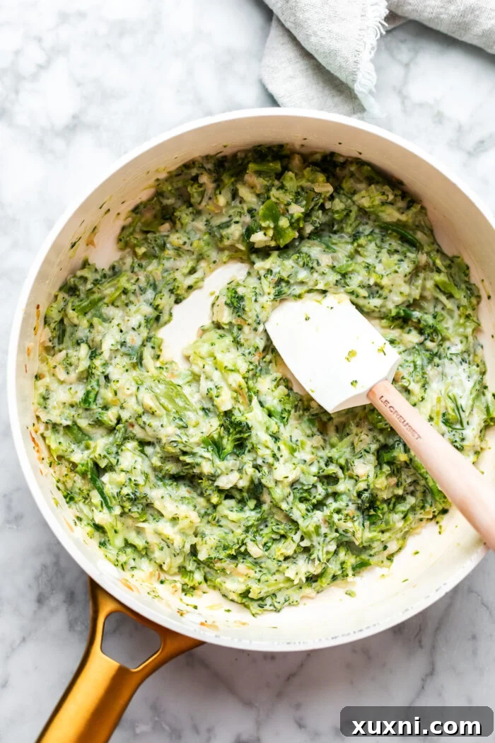 finishing the broccoli sauce