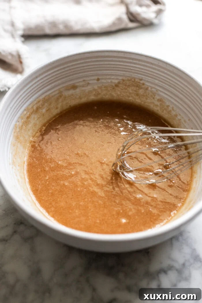 whisking the wet ingredients