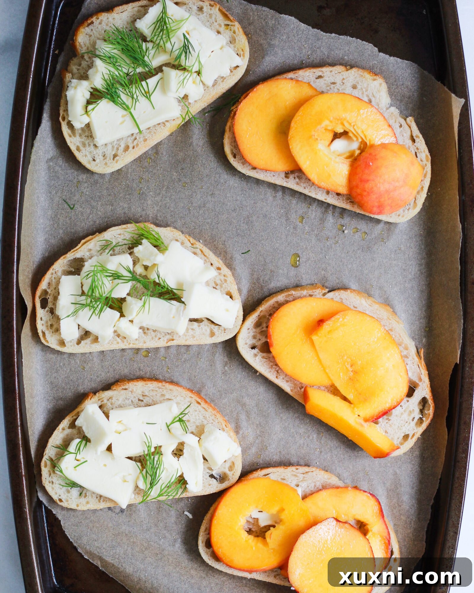 open faced peach and brie grilled cheese sandwiches