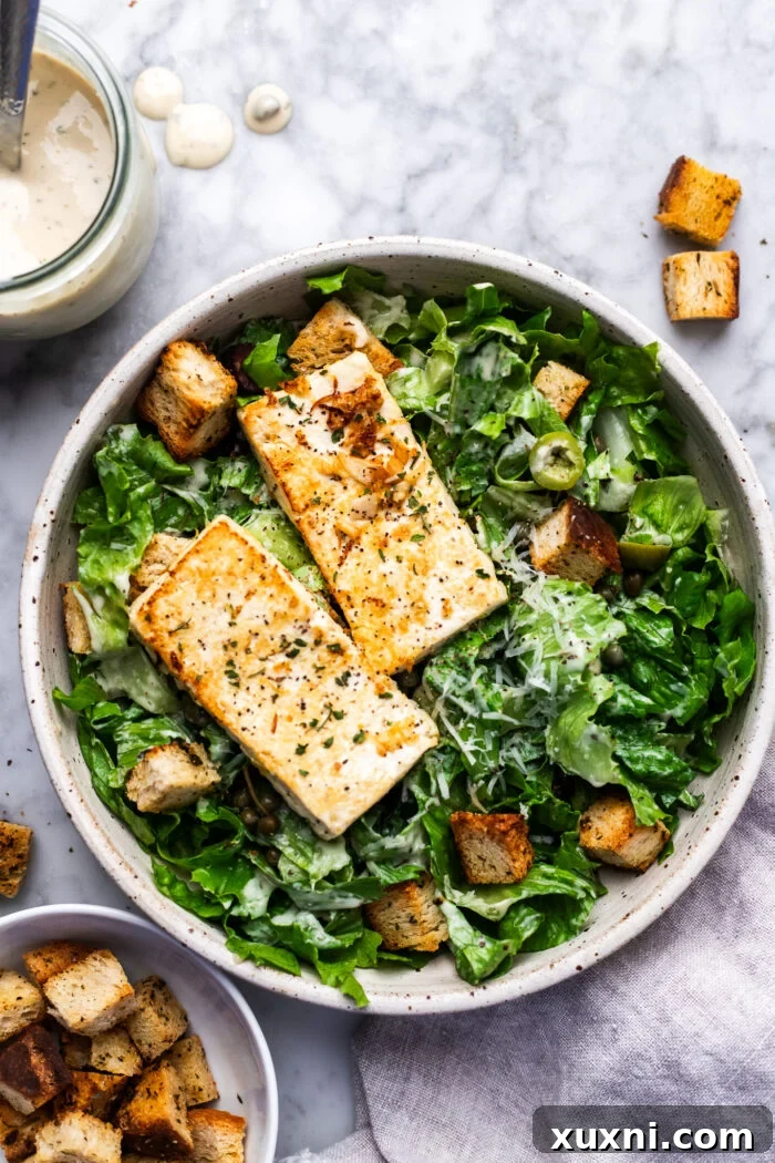 vegan Caesar salad in a bowl