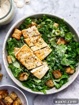 Vegan Caesar salad in a bowl