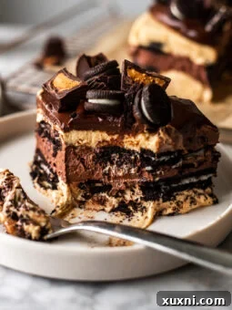 slice of vegan oreo icebox cake