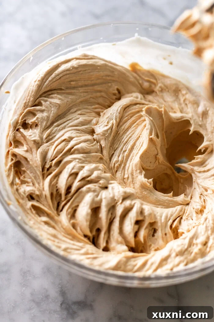 peanut butter whipped cream in a bowl