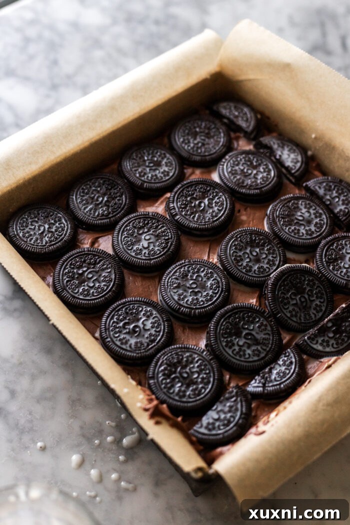 assembling the icebox cake