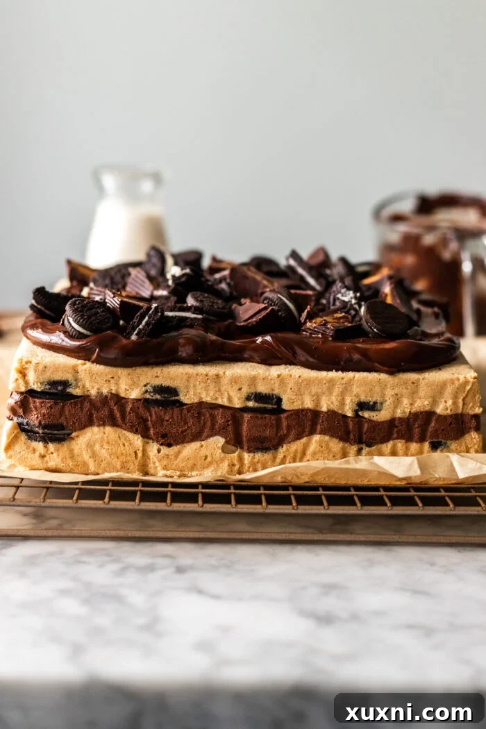 finished peanut butter oreo icebox cake