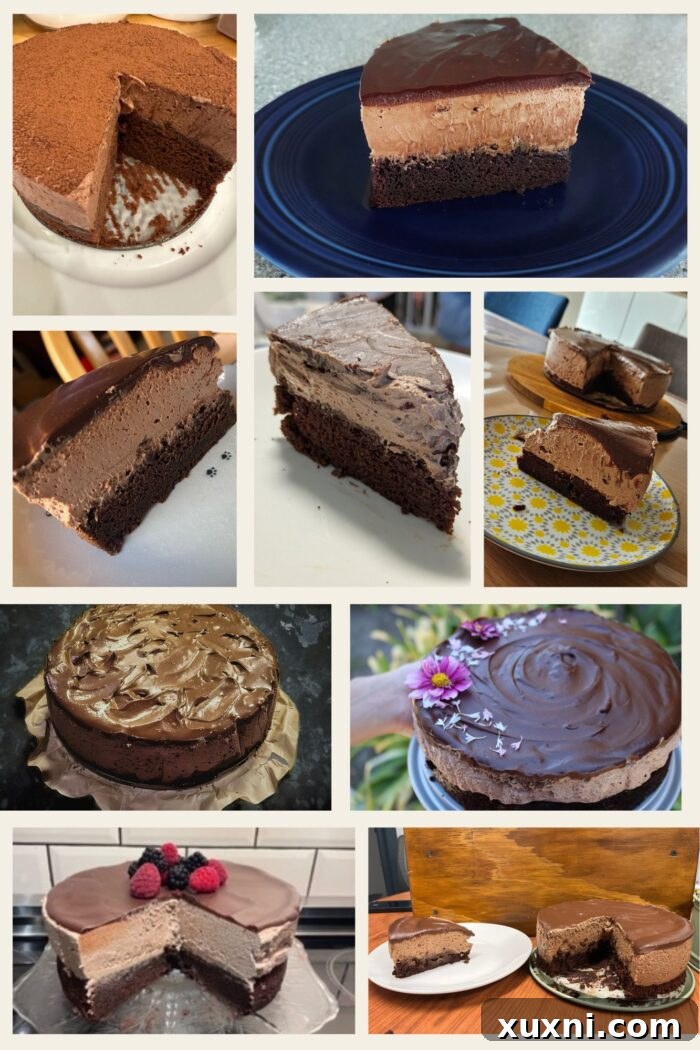 August's Banana Bliss: The Baking Crew's Latest Creation 3 Close-up of a beautifully decorated vegan chocolate mousse cake, celebrating the winner of the August Banana Baking Crew Challenge.