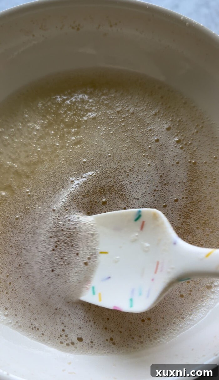Vegan Brown Butter Brownie Cookie Fusion 4 Close-up of browned vegan butter in a pan