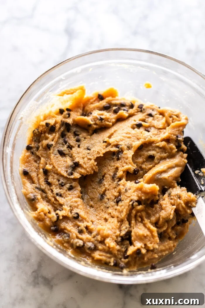 peanut butter cookie dough in a mixing bowl