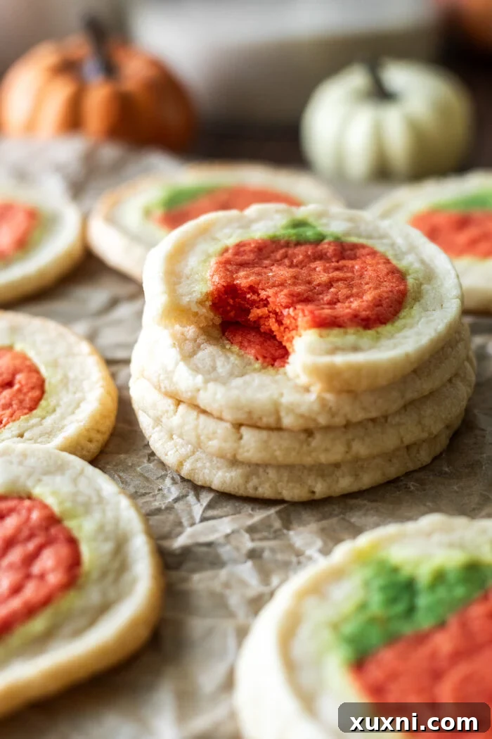 stacked vegan pumpkin sugar cookies 