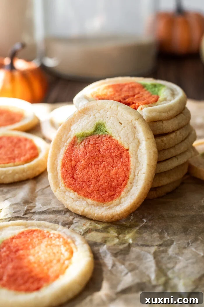 pumpkin sugar cookies stacked