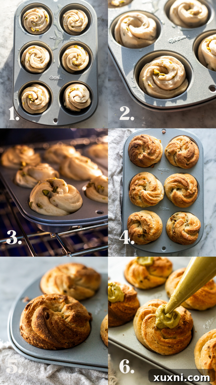 baking pistachio cruffins