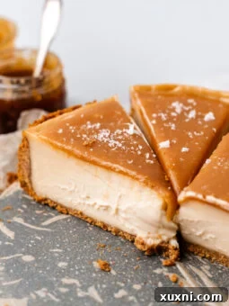 slices of vegan caramel cheesecake on plate