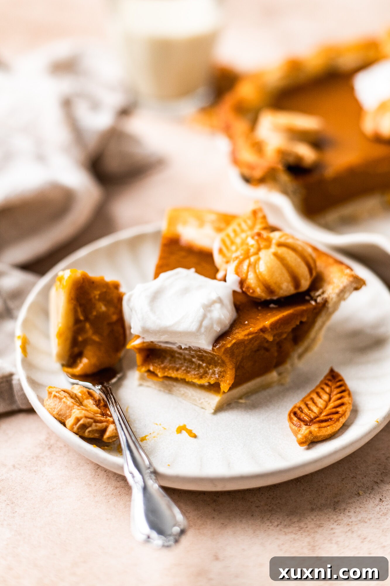 A beautifully baked amazing vegan pumpkin pie, showcasing a flaky crust and creamy filling, a perfect alternative for the baking challenge.