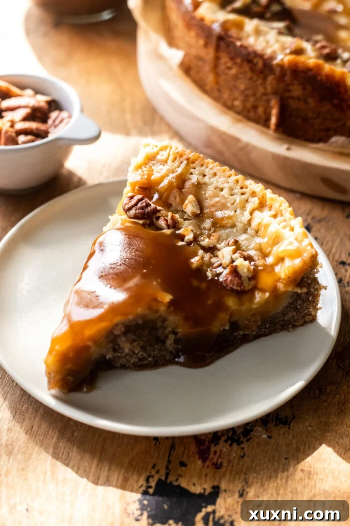slice of vegan pecan gooey butter cake