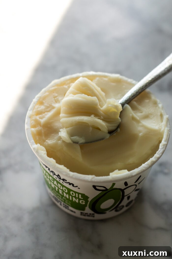 avocado shortening being scooped