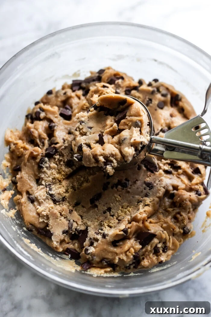 Finished vegan s'mores cookie dough, ready for chilling.