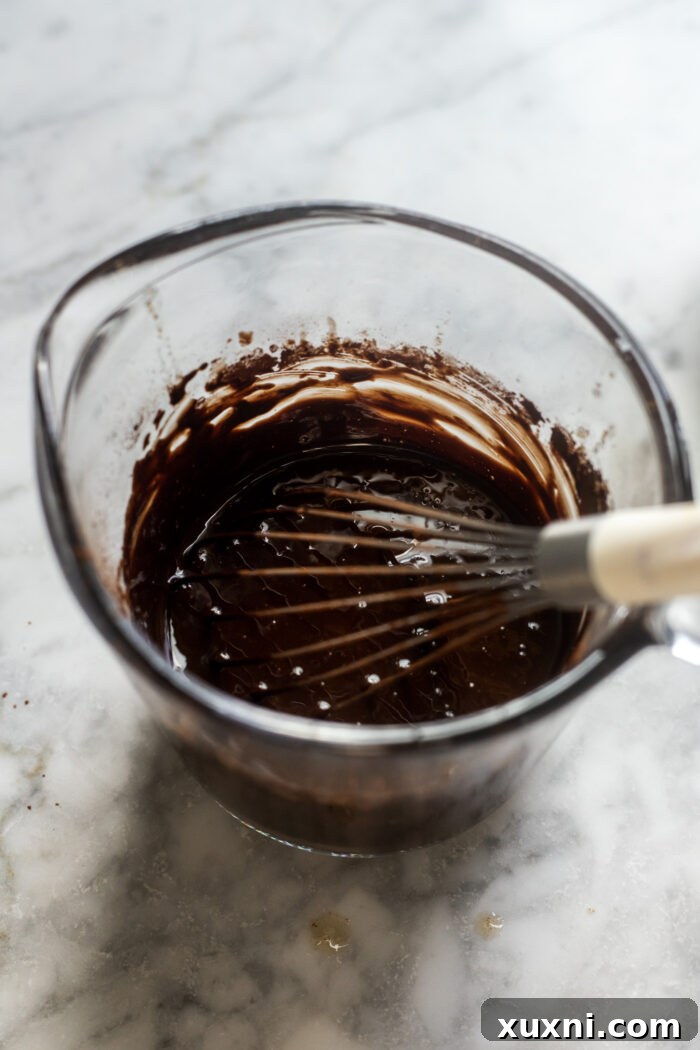 Browned vegan butter poured over chocolate