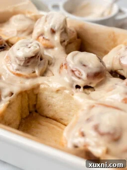vegan cinnamon rolls in a casserole dish