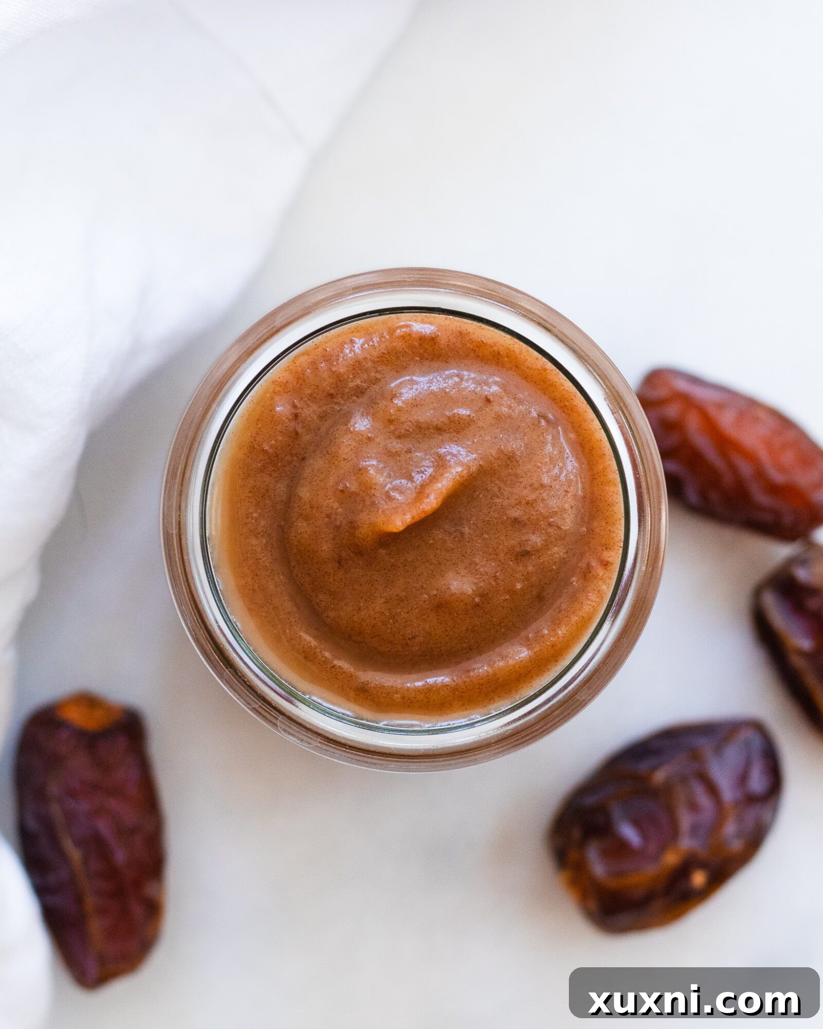 overhead of homemade salted caramel sauce 