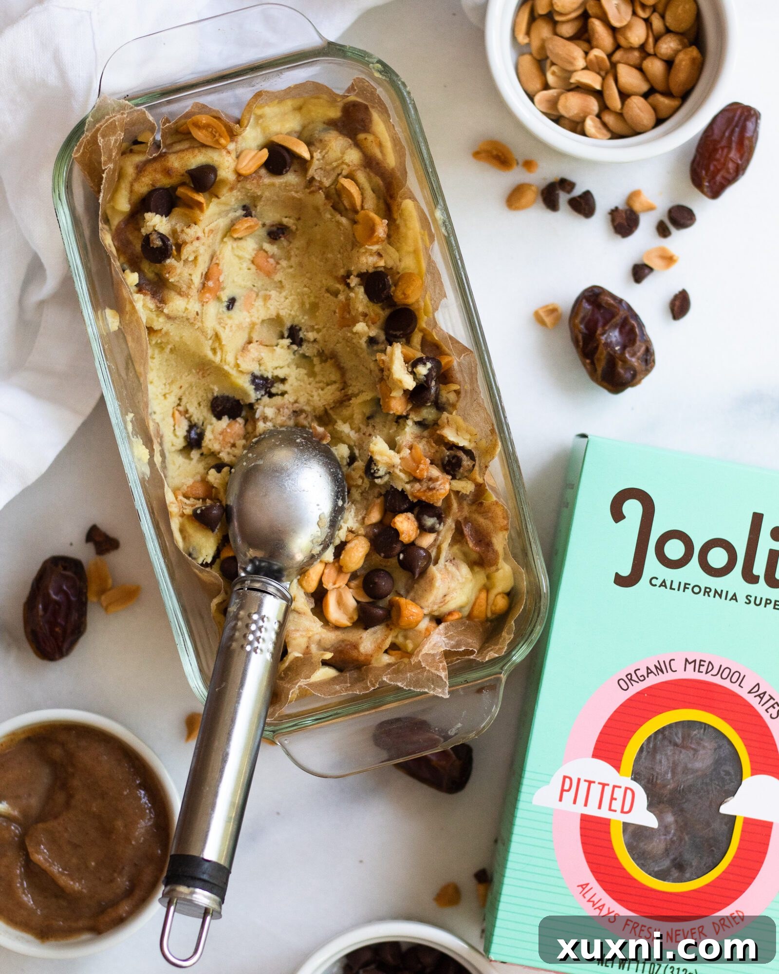 ice cream container with ingredients spread out