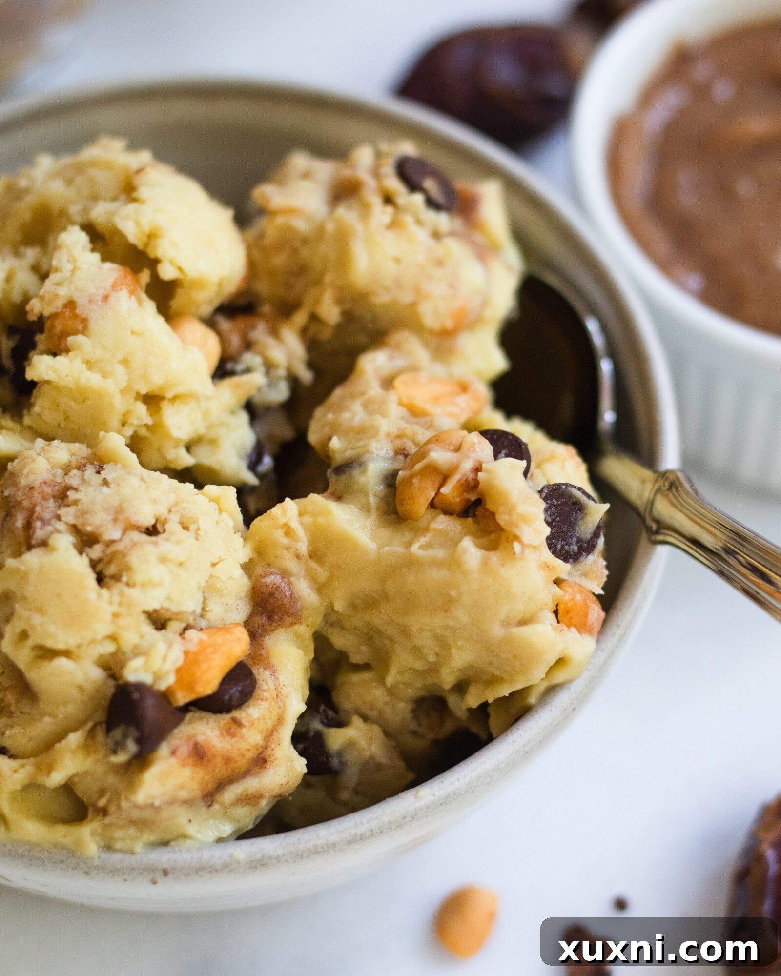 bowl of homemade snickers ice cream 