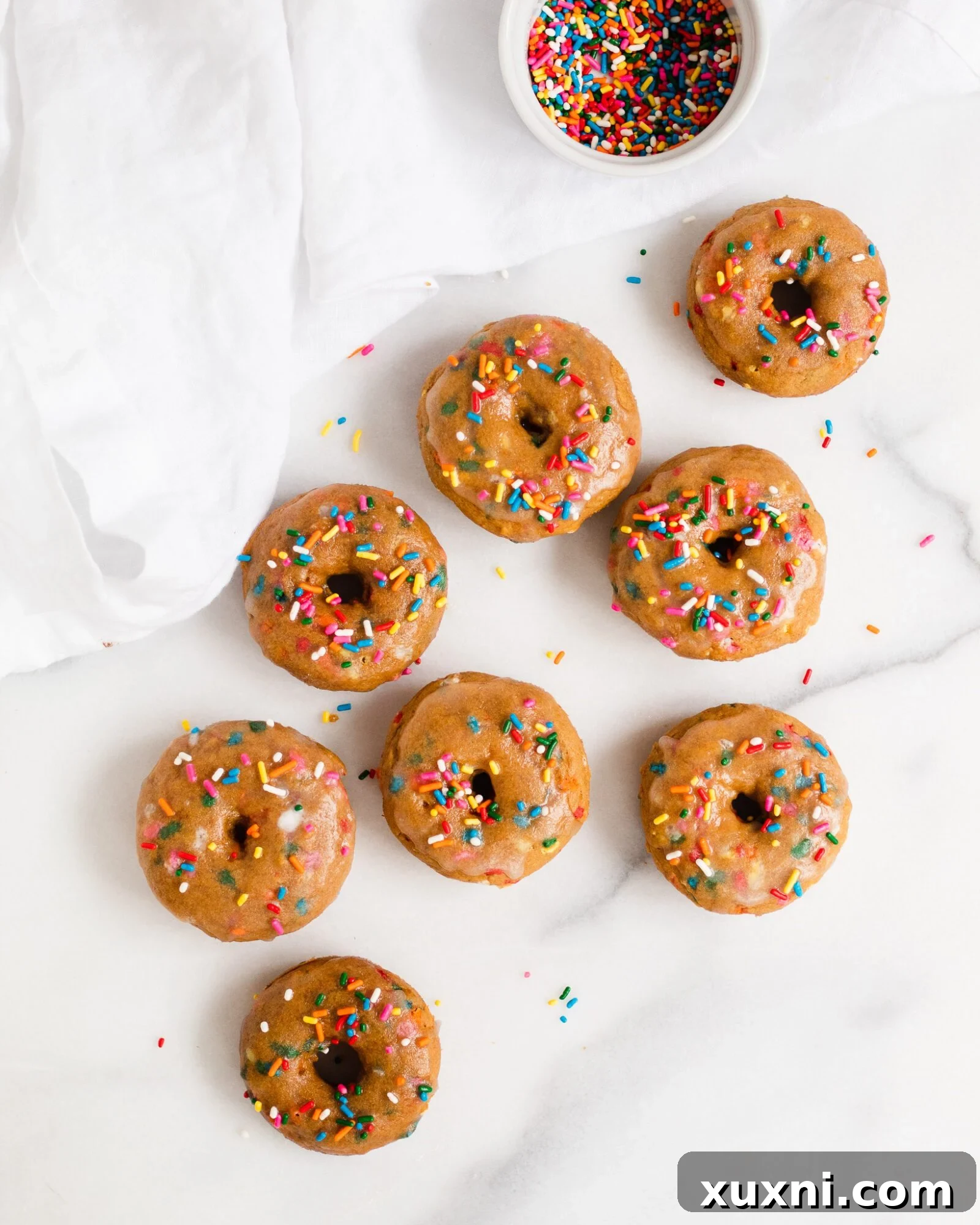 Vegan Birthday Donut Delights 2 baked vanilla donuts