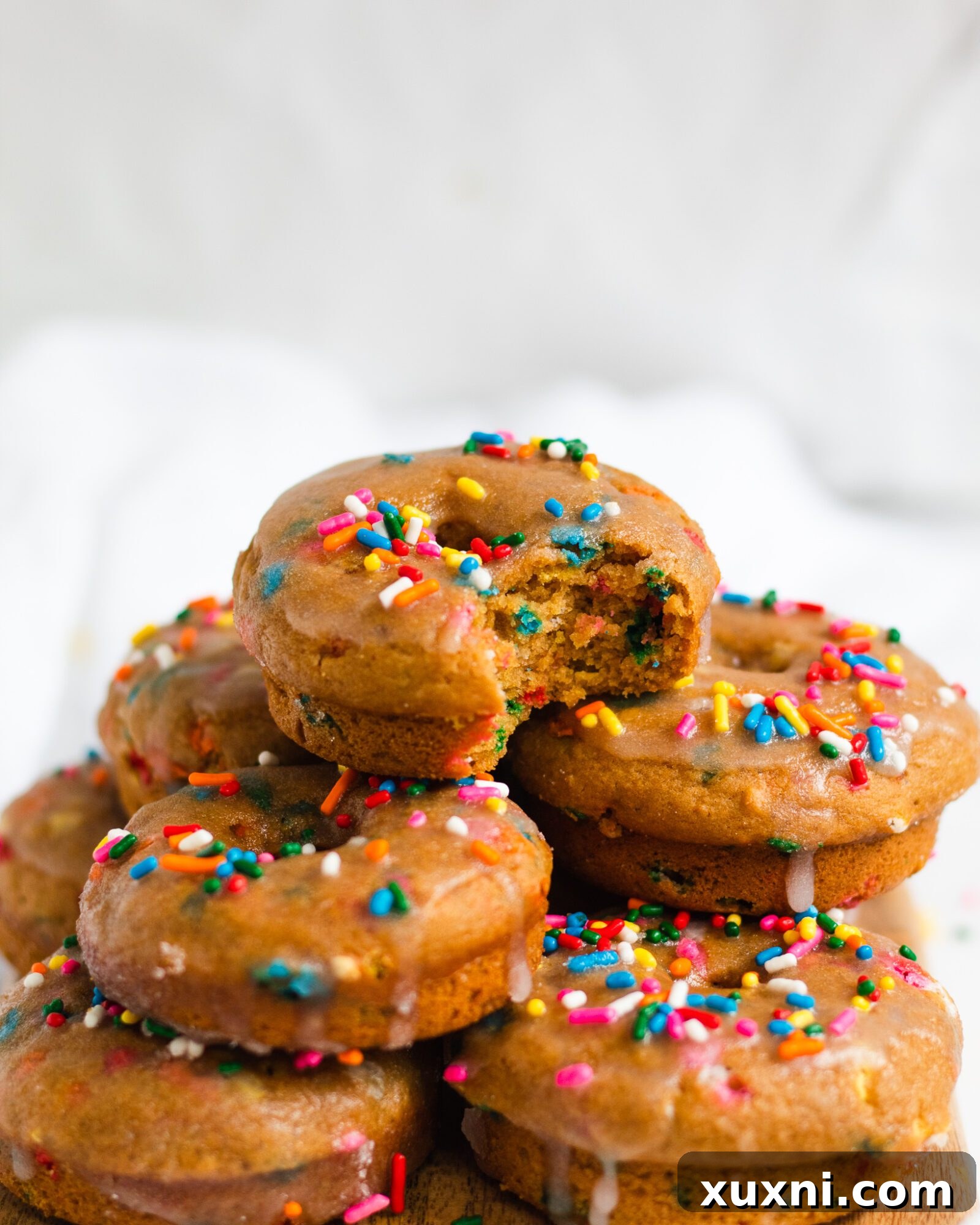 Vegan Birthday Donut Delights 7 tower of vanilla cake donuts